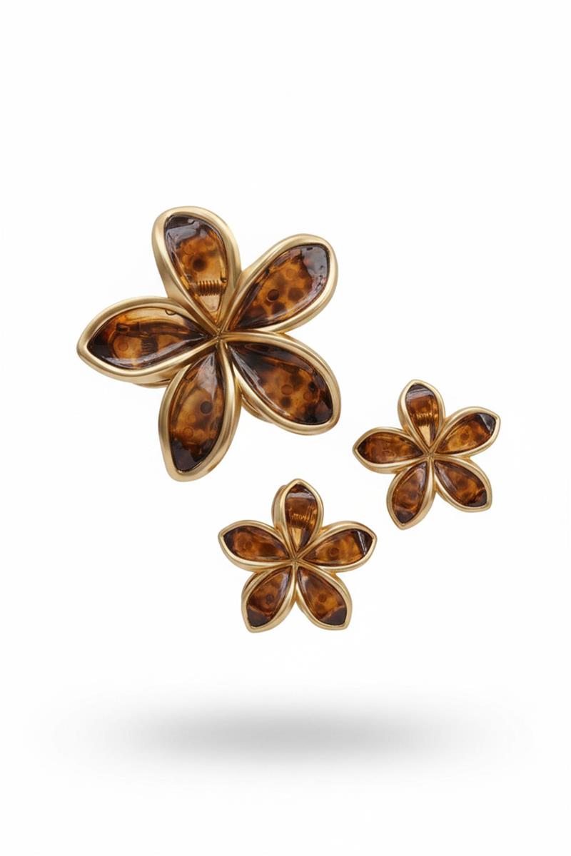 set di tre pinze a forma di fiore flower